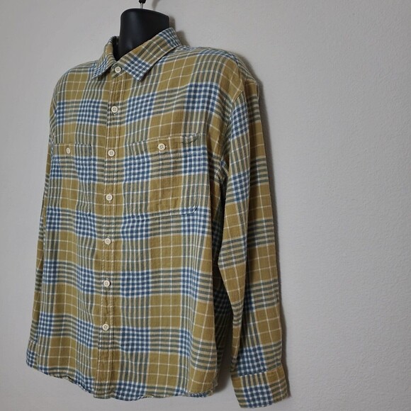 American Eagle Shirt Large Yellow Plaid Flannel Shacket Casual Cozy Fall - Picture 5 of 10
